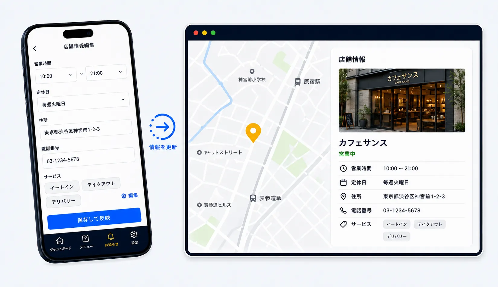 店舗情報変更の画面イメージ